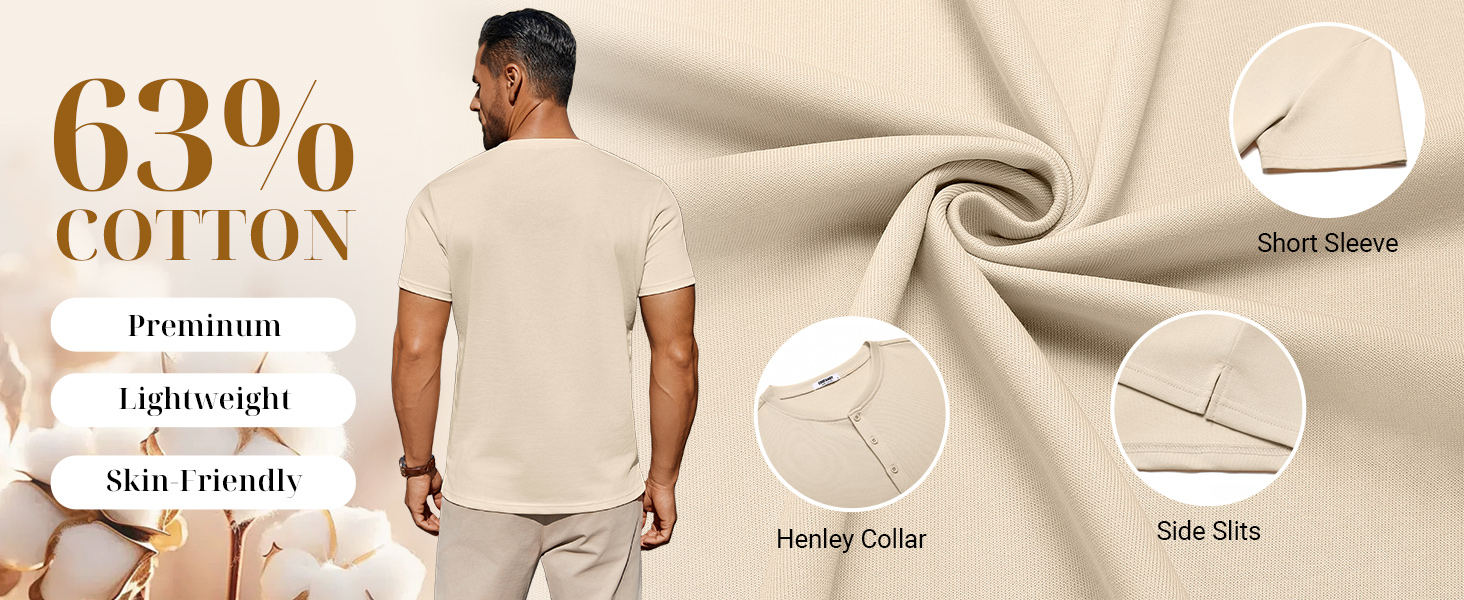 mens casual summer henley shirt