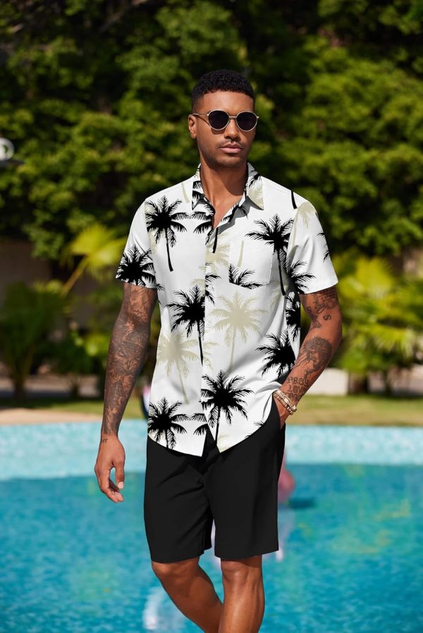 COOFANDY Men's Hawaiian 2 Piece Outfits Summer Beach Matching Set Short Sleeve Floral Shirts and Shorts - Image 3