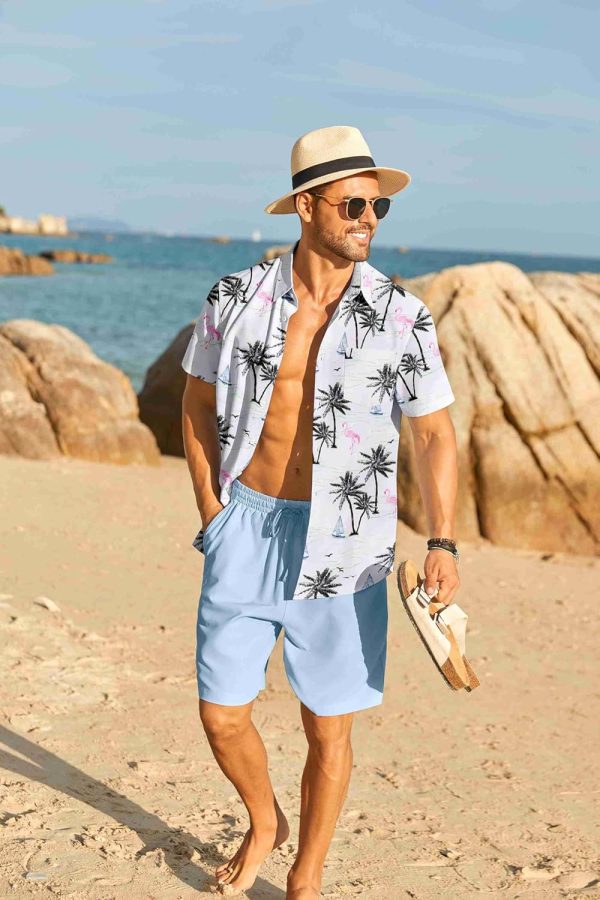 COOFANDY Men's Hawaiian 2 Piece Outfits Summer Beach Matching Set Short Sleeve Floral Shirts and Shorts - Image 17