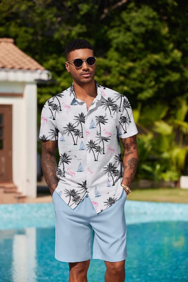 COOFANDY Men's Hawaiian 2 Piece Outfits Summer Beach Matching Set Short Sleeve Floral Shirts and Shorts - Image 18