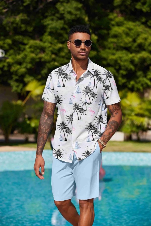COOFANDY Men's Hawaiian 2 Piece Outfits Summer Beach Matching Set Short Sleeve Floral Shirts and Shorts - Image 19