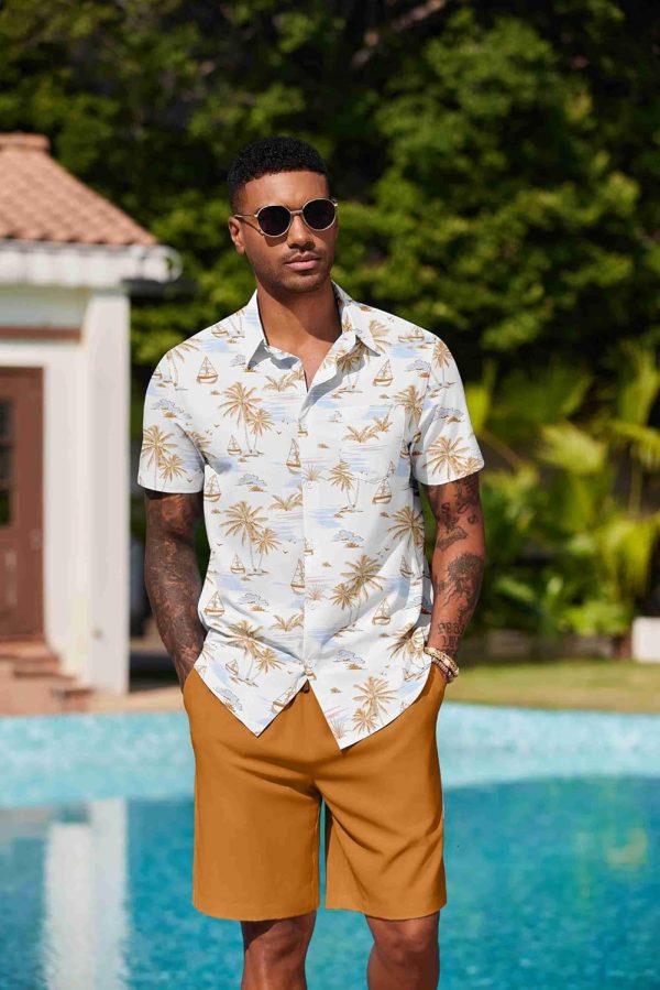 COOFANDY Men's Hawaiian 2 Piece Outfits Summer Beach Matching Set Short Sleeve Floral Shirts and Shorts - Image 23