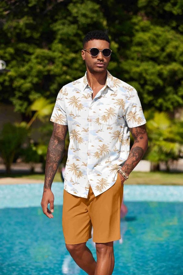 COOFANDY Men's Hawaiian 2 Piece Outfits Summer Beach Matching Set Short Sleeve Floral Shirts and Shorts - Image 24
