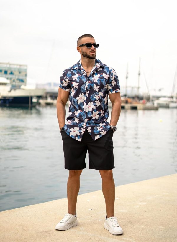COOFANDY Men's Hawaiian 2 Piece Outfits Summer Beach Matching Set Short Sleeve Floral Shirts and Shorts - Image 37