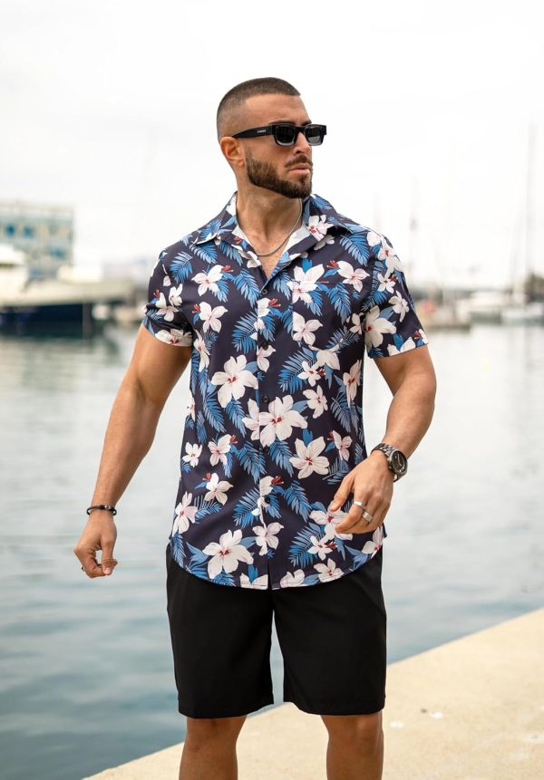 COOFANDY Men's Hawaiian 2 Piece Outfits Summer Beach Matching Set Short Sleeve Floral Shirts and Shorts - Image 38