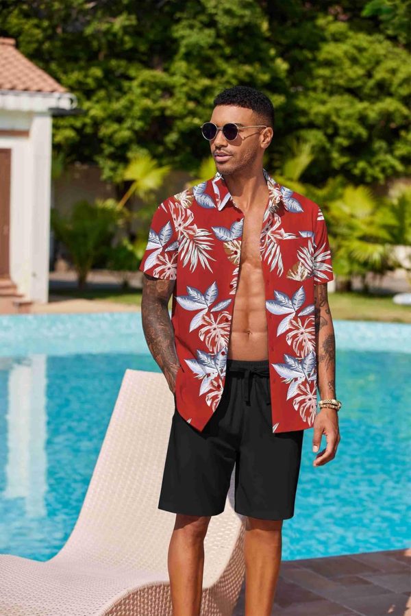 COOFANDY Men's Hawaiian 2 Piece Outfits Summer Beach Matching Set Short Sleeve Floral Shirts and Shorts - Image 43
