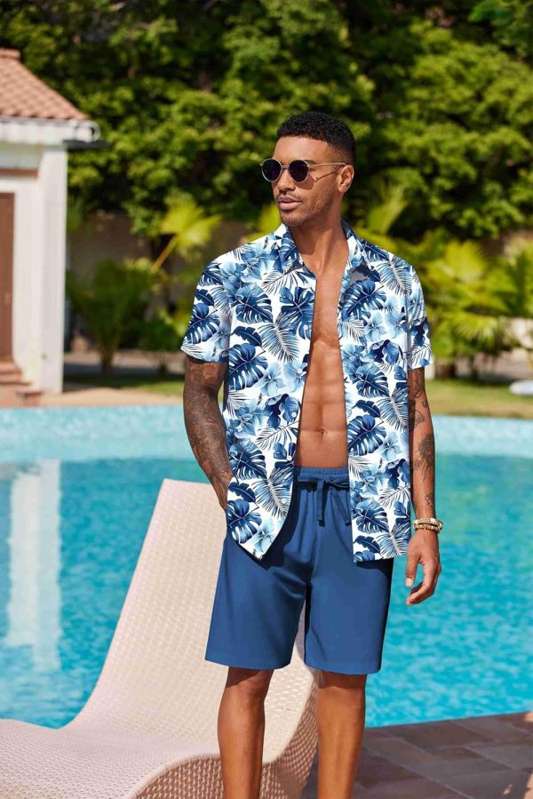 COOFANDY Men's Hawaiian 2 Piece Outfits Summer Beach Matching Set Short Sleeve Floral Shirts and Shorts - Image 54