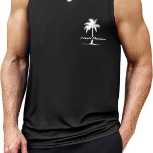 COOFANDY Mens Tank Tops Beach Summer Sleeveless Graphic T Shirts Palm Tree Vacation Quick Dry Muscle Gym Tank