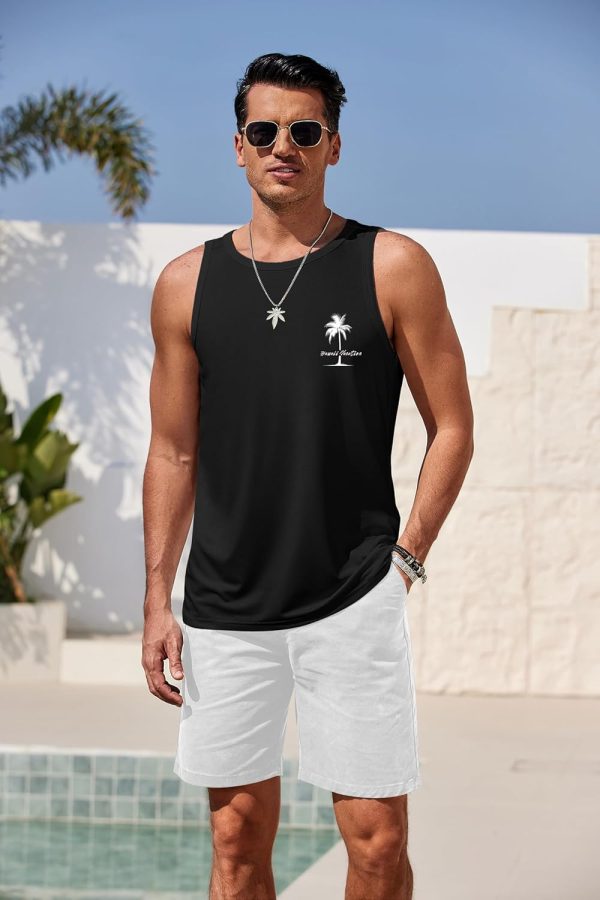 COOFANDY Mens Tank Tops Beach Summer Sleeveless Graphic T Shirts Palm Tree Vacation Quick Dry Muscle Gym Tank - Image 3