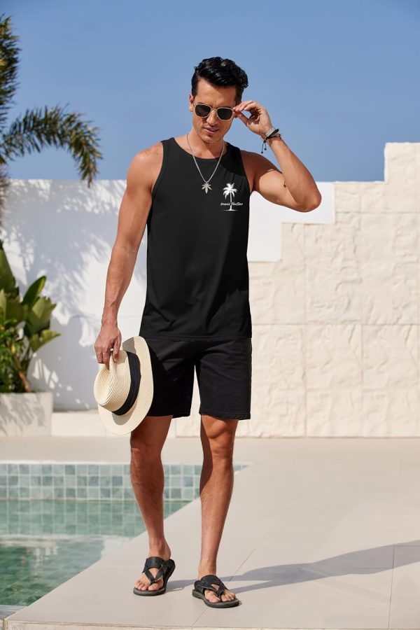 COOFANDY Mens Tank Tops Beach Summer Sleeveless Graphic T Shirts Palm Tree Vacation Quick Dry Muscle Gym Tank - Image 4