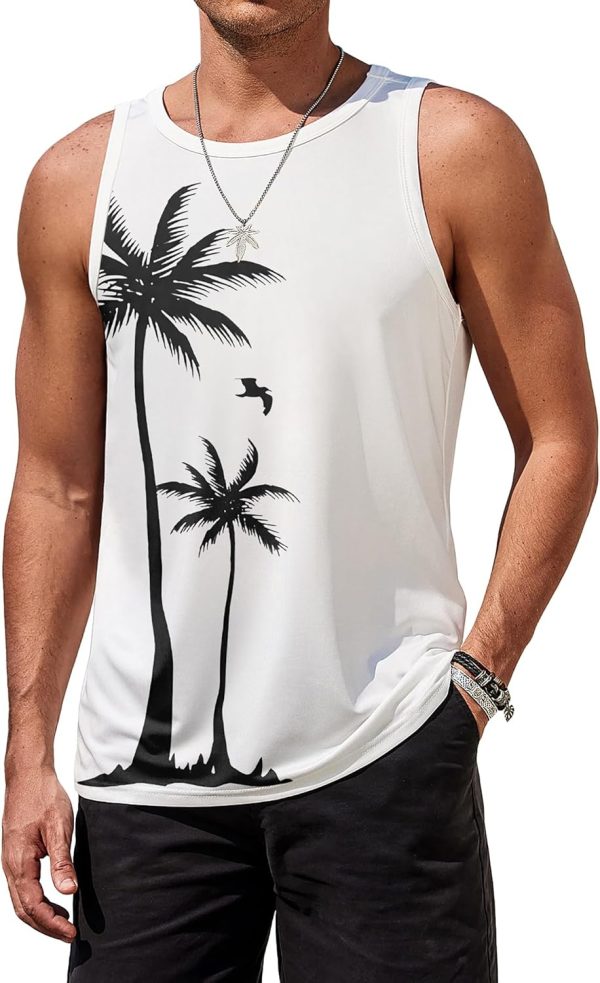 COOFANDY Mens Tank Tops Beach Summer Sleeveless Graphic T Shirts Palm Tree Vacation Quick Dry Muscle Gym Tank - Image 13