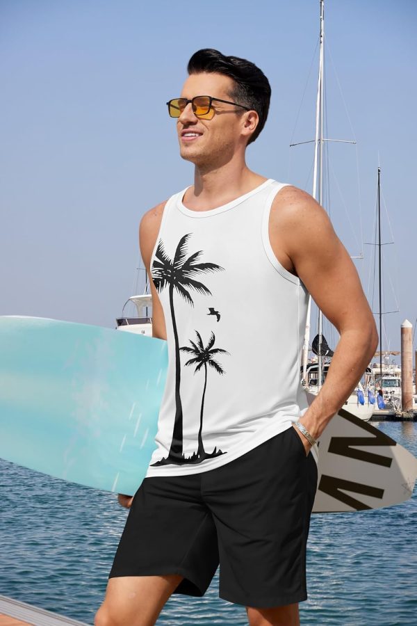 COOFANDY Mens Tank Tops Beach Summer Sleeveless Graphic T Shirts Palm Tree Vacation Quick Dry Muscle Gym Tank - Image 14