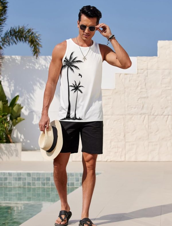 COOFANDY Mens Tank Tops Beach Summer Sleeveless Graphic T Shirts Palm Tree Vacation Quick Dry Muscle Gym Tank - Image 15