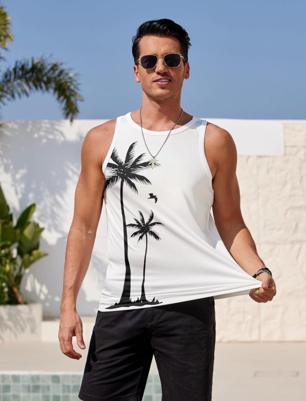 COOFANDY Mens Tank Tops Beach Summer Sleeveless Graphic T Shirts Palm Tree Vacation Quick Dry Muscle Gym Tank - Image 16