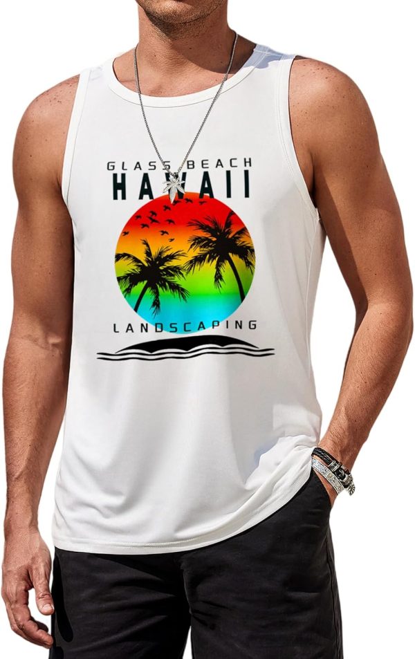 COOFANDY Mens Tank Tops Beach Summer Sleeveless Graphic T Shirts Palm Tree Vacation Quick Dry Muscle Gym Tank - Image 19