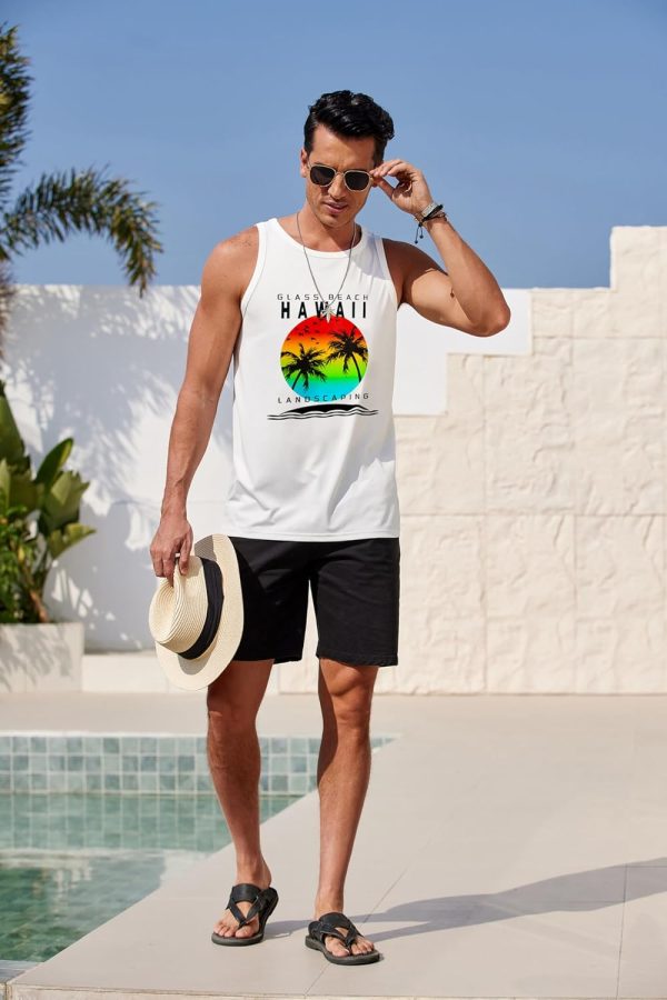 COOFANDY Mens Tank Tops Beach Summer Sleeveless Graphic T Shirts Palm Tree Vacation Quick Dry Muscle Gym Tank - Image 21