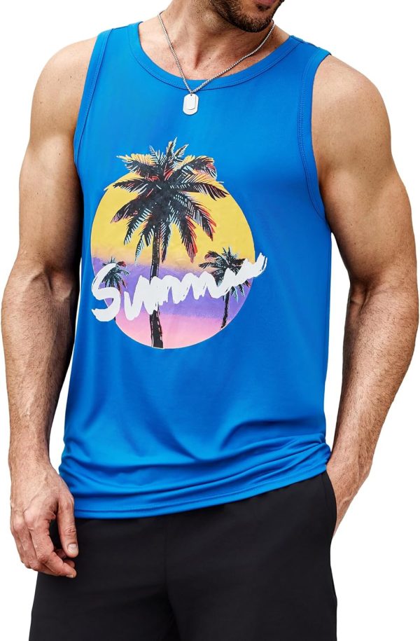 COOFANDY Mens Tank Tops Beach Summer Sleeveless Graphic T Shirts Palm Tree Vacation Quick Dry Muscle Gym Tank - Image 25