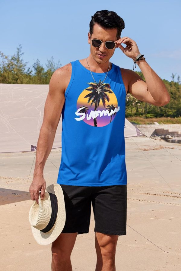 COOFANDY Mens Tank Tops Beach Summer Sleeveless Graphic T Shirts Palm Tree Vacation Quick Dry Muscle Gym Tank - Image 27
