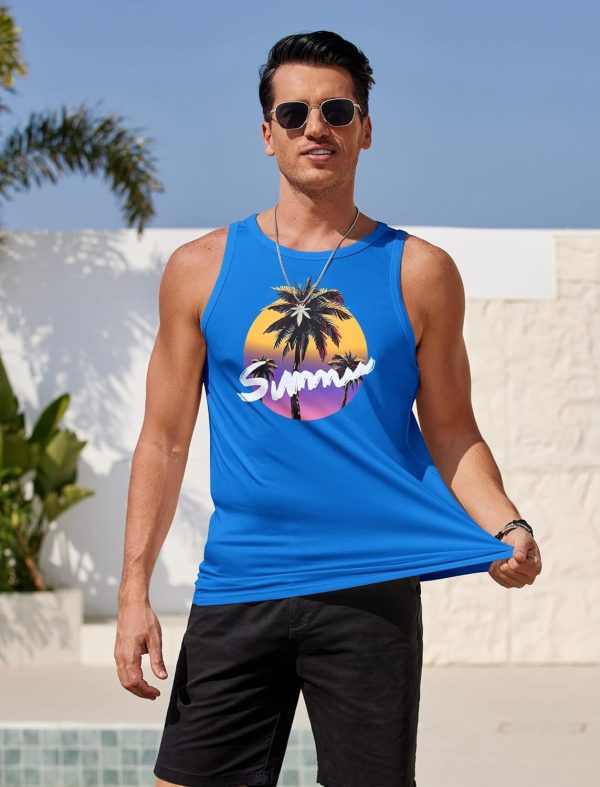 COOFANDY Mens Tank Tops Beach Summer Sleeveless Graphic T Shirts Palm Tree Vacation Quick Dry Muscle Gym Tank - Image 28
