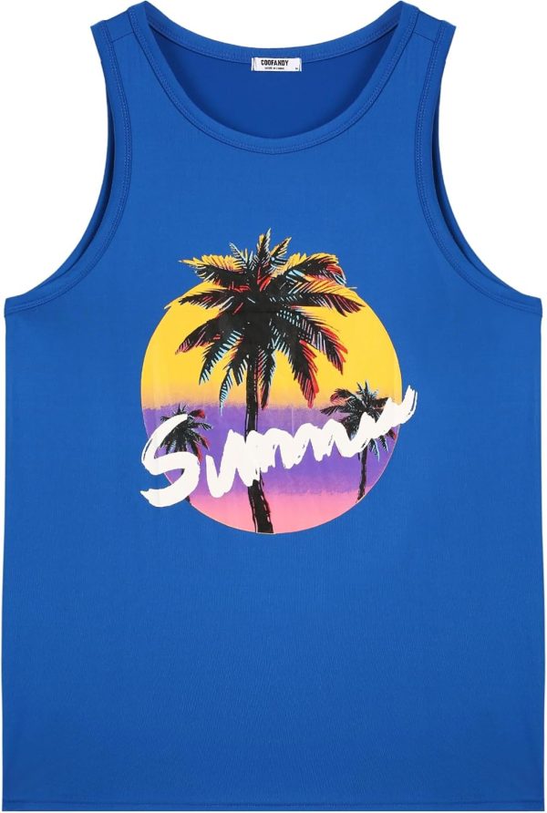 COOFANDY Mens Tank Tops Beach Summer Sleeveless Graphic T Shirts Palm Tree Vacation Quick Dry Muscle Gym Tank - Image 30