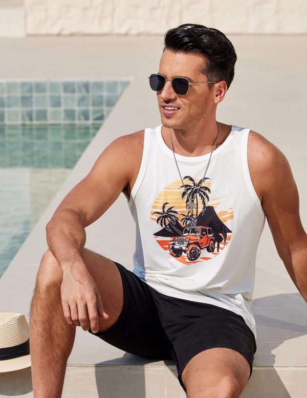 COOFANDY Mens Tank Tops Beach Summer Sleeveless Graphic T Shirts Palm Tree Vacation Quick Dry Muscle Gym Tank - Image 32