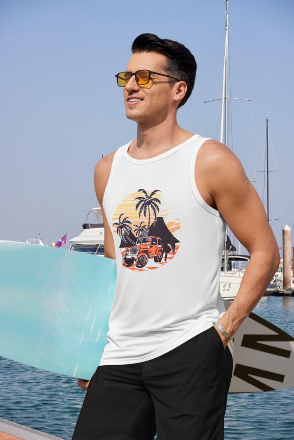 COOFANDY Mens Tank Tops Beach Summer Sleeveless Graphic T Shirts Palm Tree Vacation Quick Dry Muscle Gym Tank - Image 33