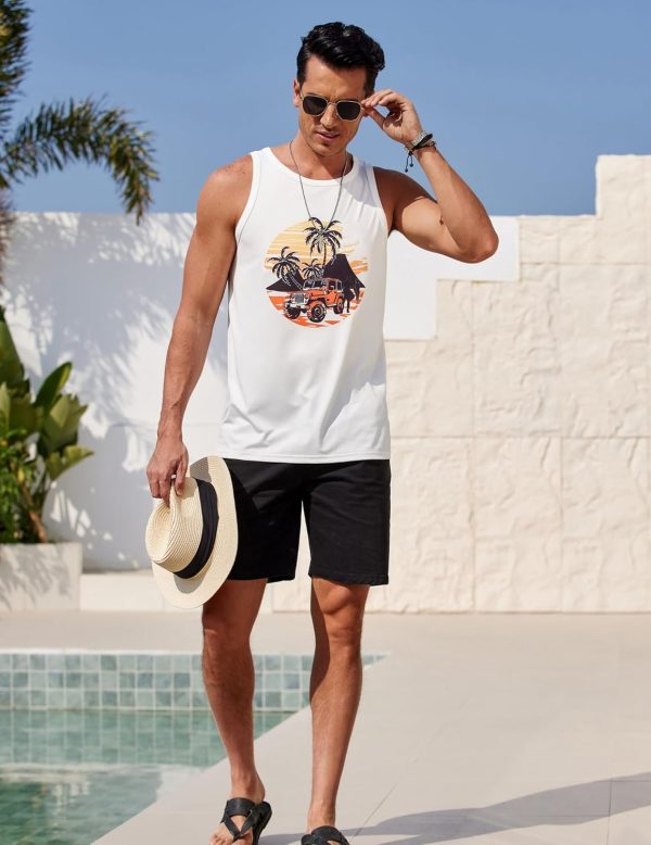 COOFANDY Mens Tank Tops Beach Summer Sleeveless Graphic T Shirts Palm Tree Vacation Quick Dry Muscle Gym Tank - Image 34