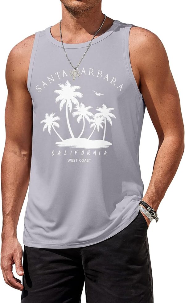 COOFANDY Mens Tank Tops Beach Summer Sleeveless Graphic T Shirts Palm Tree Vacation Quick Dry Muscle Gym Tank - Image 37