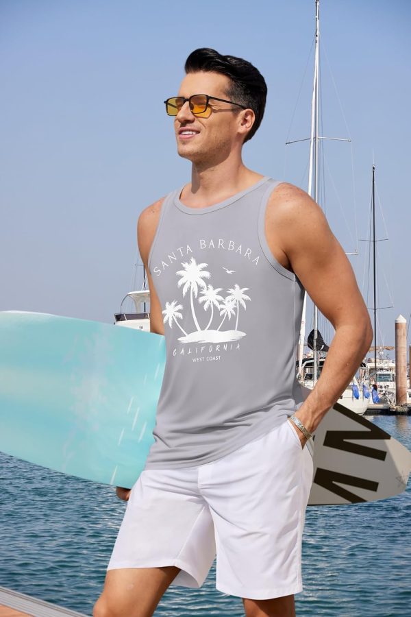 COOFANDY Mens Tank Tops Beach Summer Sleeveless Graphic T Shirts Palm Tree Vacation Quick Dry Muscle Gym Tank - Image 38