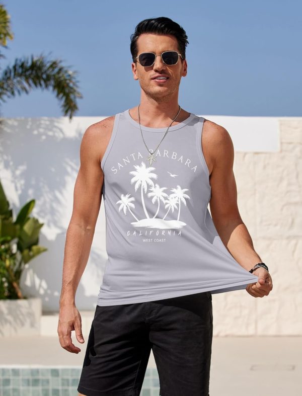 COOFANDY Mens Tank Tops Beach Summer Sleeveless Graphic T Shirts Palm Tree Vacation Quick Dry Muscle Gym Tank - Image 39