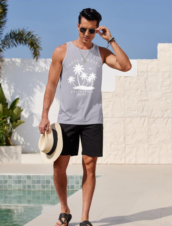 COOFANDY Mens Tank Tops Beach Summer Sleeveless Graphic T Shirts Palm Tree Vacation Quick Dry Muscle Gym Tank - Image 40