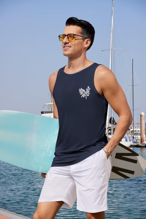 COOFANDY Mens Tank Tops Beach Summer Sleeveless Graphic T Shirts Palm Tree Vacation Quick Dry Muscle Gym Tank - Image 44