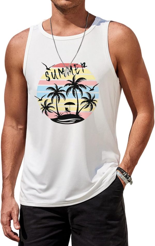 COOFANDY Mens Tank Tops Beach Summer Sleeveless Graphic T Shirts Palm Tree Vacation Quick Dry Muscle Gym Tank - Image 49