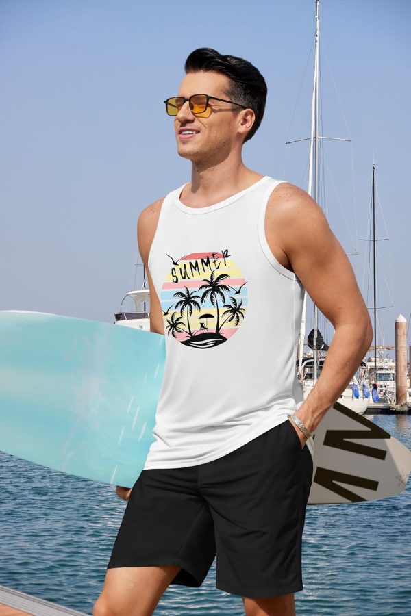 COOFANDY Mens Tank Tops Beach Summer Sleeveless Graphic T Shirts Palm Tree Vacation Quick Dry Muscle Gym Tank - Image 50