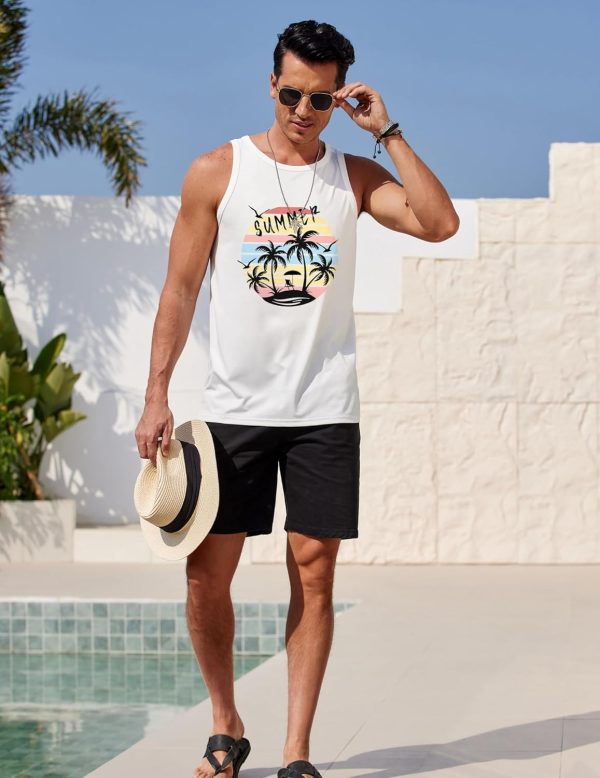 COOFANDY Mens Tank Tops Beach Summer Sleeveless Graphic T Shirts Palm Tree Vacation Quick Dry Muscle Gym Tank - Image 51