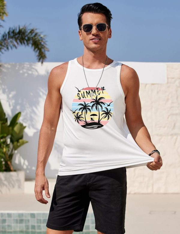 COOFANDY Mens Tank Tops Beach Summer Sleeveless Graphic T Shirts Palm Tree Vacation Quick Dry Muscle Gym Tank - Image 52