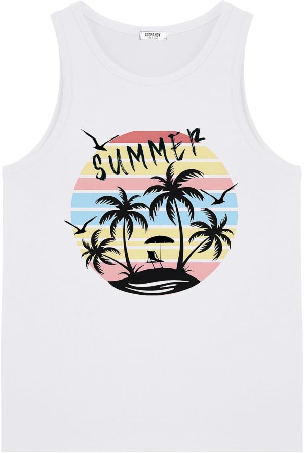 COOFANDY Mens Tank Tops Beach Summer Sleeveless Graphic T Shirts Palm Tree Vacation Quick Dry Muscle Gym Tank - Image 54