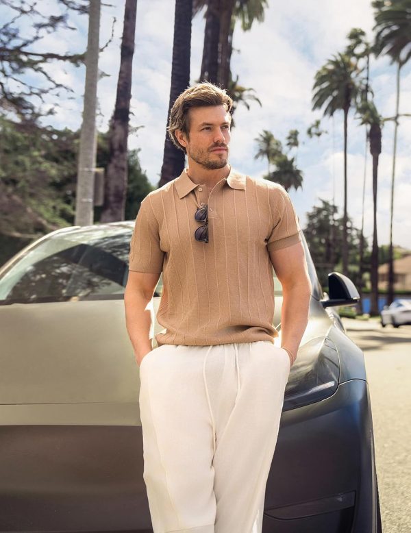 COOFANDY Mens Knit Polo Shirts Short Sleeve Ribbed Textured Polo Shirt Lightweight Casual Golf Shirts Collared T Shirt - Image 92