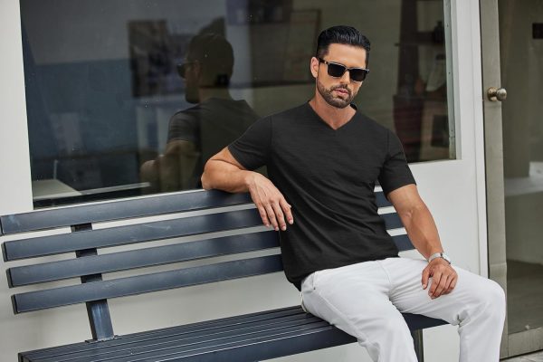 COOFANDY Men's T Shirts Short Sleeve Classic V Neck T-Shirt Casual Summer Basic Tee Shirt - Image 4