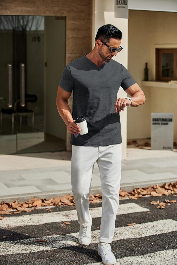 COOFANDY Men's T Shirts Short Sleeve Classic V Neck T-Shirt Casual Summer Basic Tee Shirt - Image 20