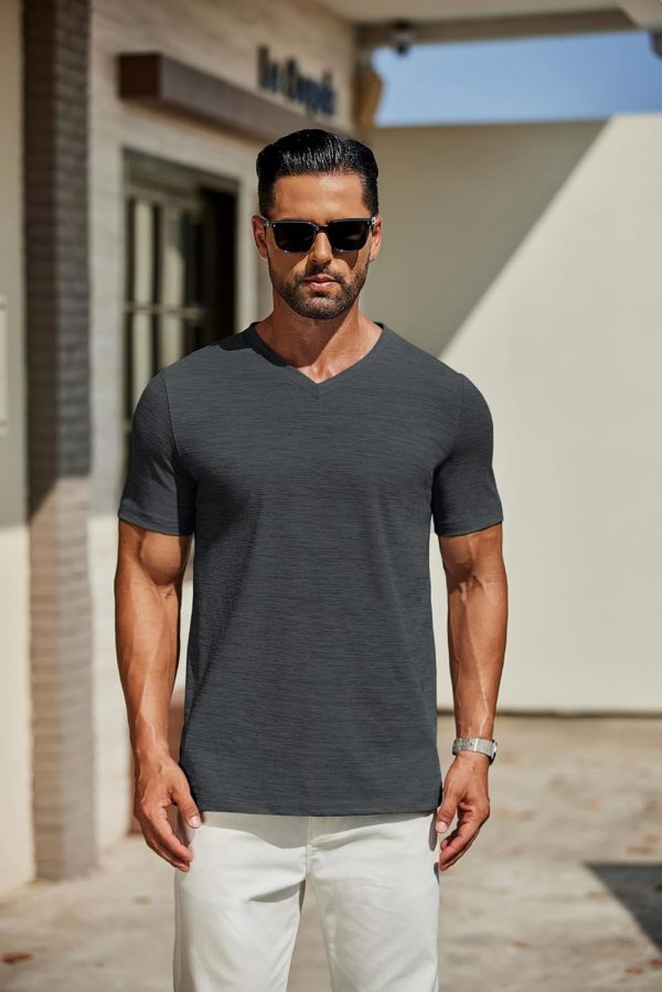 COOFANDY Men's T Shirts Short Sleeve Classic V Neck T-Shirt Casual Summer Basic Tee Shirt - Image 23
