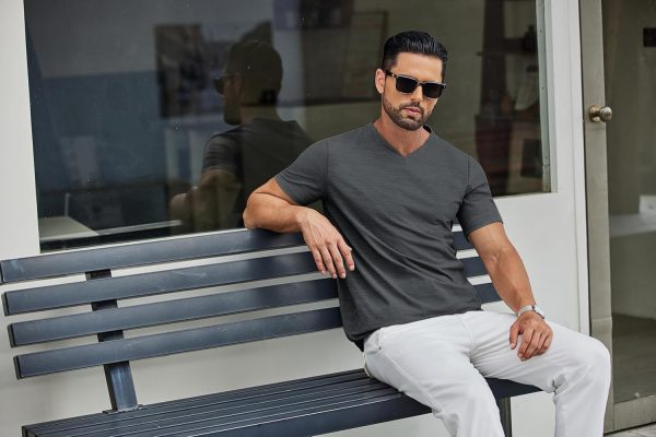 COOFANDY Men's T Shirts Short Sleeve Classic V Neck T-Shirt Casual Summer Basic Tee Shirt - Image 25