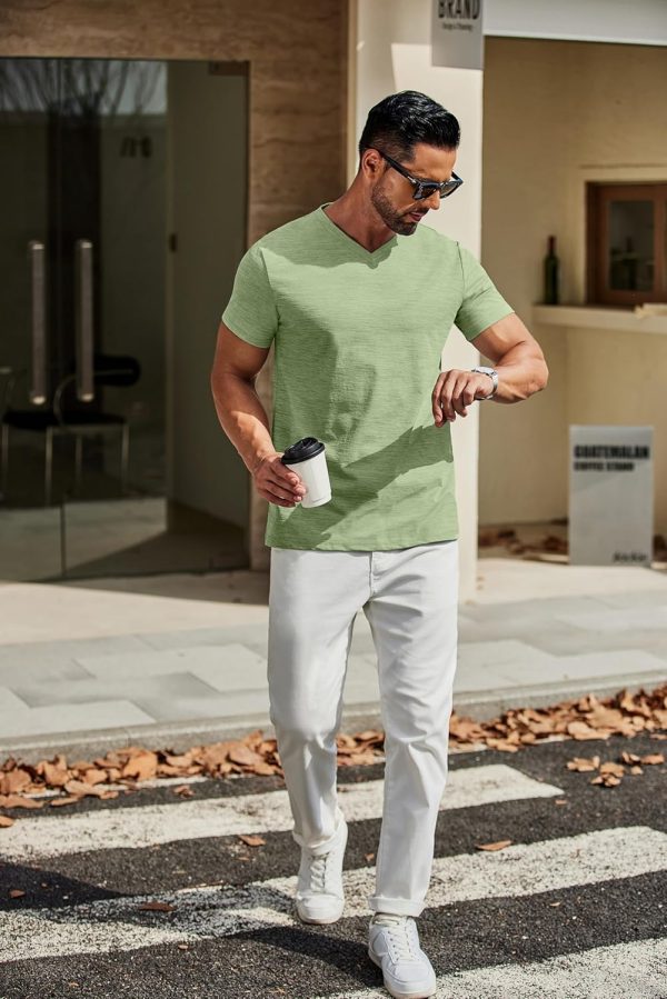 COOFANDY Men's T Shirts Short Sleeve Classic V Neck T-Shirt Casual Summer Basic Tee Shirt - Image 33