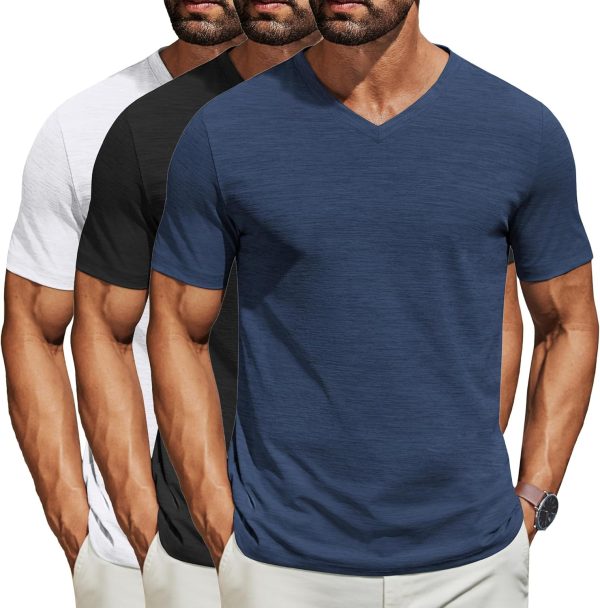 COOFANDY Men's T Shirts Short Sleeve Classic V Neck T-Shirt Casual Summer Basic Tee Shirt - Image 35