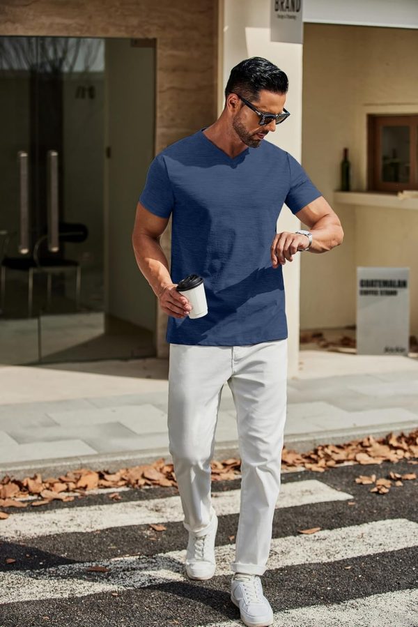 COOFANDY Men's T Shirts Short Sleeve Classic V Neck T-Shirt Casual Summer Basic Tee Shirt - Image 38