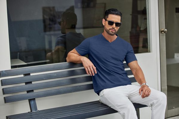 COOFANDY Men's T Shirts Short Sleeve Classic V Neck T-Shirt Casual Summer Basic Tee Shirt - Image 43
