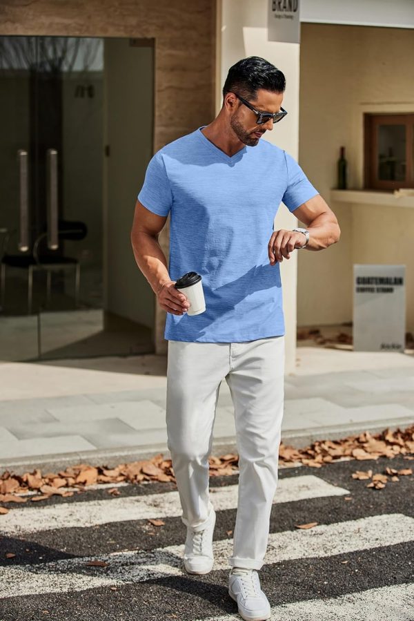 COOFANDY Men's T Shirts Short Sleeve Classic V Neck T-Shirt Casual Summer Basic Tee Shirt - Image 51
