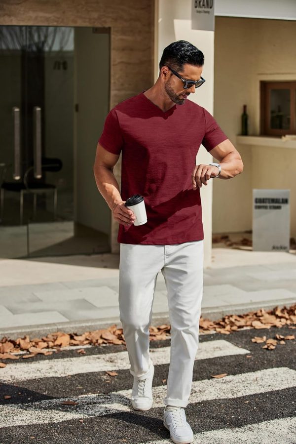 COOFANDY Men's T Shirts Short Sleeve Classic V Neck T-Shirt Casual Summer Basic Tee Shirt - Image 59