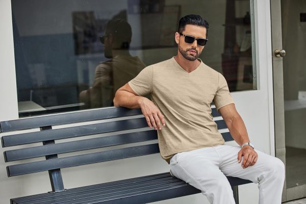 COOFANDY Men's T Shirts Short Sleeve Classic V Neck T-Shirt Casual Summer Basic Tee Shirt - Image 64