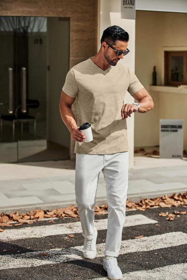 COOFANDY Men's T Shirts Short Sleeve Classic V Neck T-Shirt Casual Summer Basic Tee Shirt - Image 67